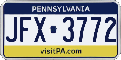 PA license plate JFX3772