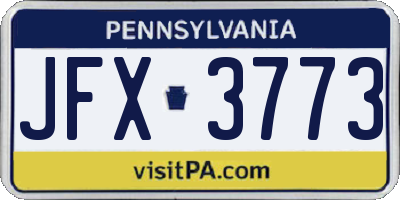 PA license plate JFX3773
