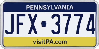 PA license plate JFX3774
