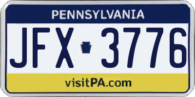PA license plate JFX3776