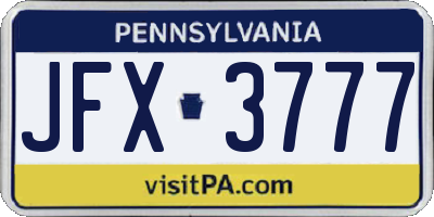 PA license plate JFX3777