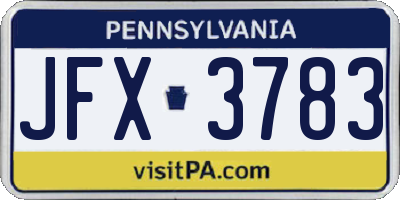 PA license plate JFX3783