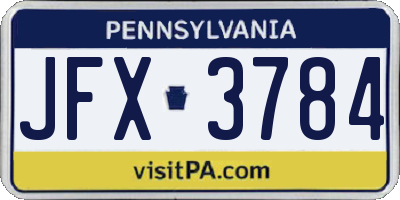 PA license plate JFX3784