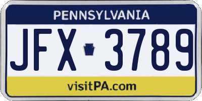 PA license plate JFX3789