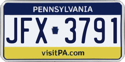 PA license plate JFX3791