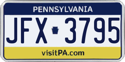 PA license plate JFX3795