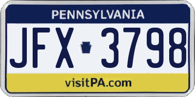PA license plate JFX3798