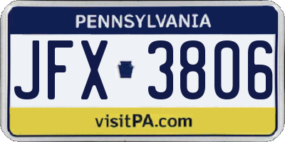 PA license plate JFX3806