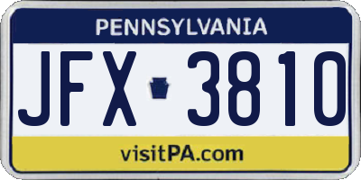 PA license plate JFX3810