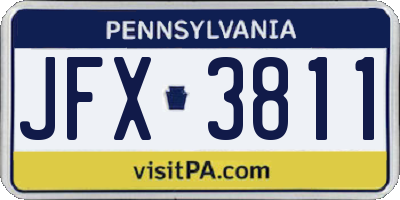 PA license plate JFX3811