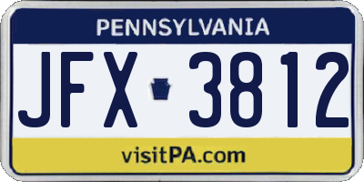 PA license plate JFX3812