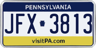 PA license plate JFX3813