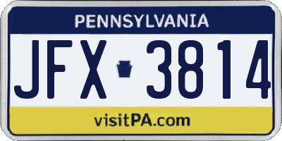PA license plate JFX3814