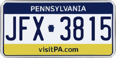 PA license plate JFX3815