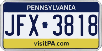 PA license plate JFX3818
