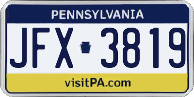 PA license plate JFX3819