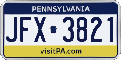 PA license plate JFX3821