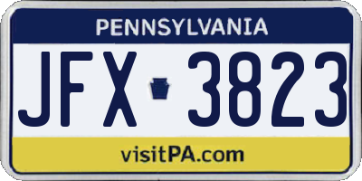 PA license plate JFX3823