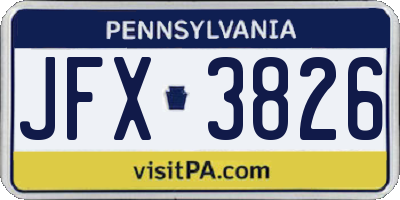 PA license plate JFX3826