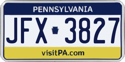 PA license plate JFX3827