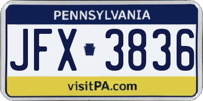 PA license plate JFX3836