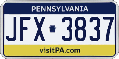 PA license plate JFX3837