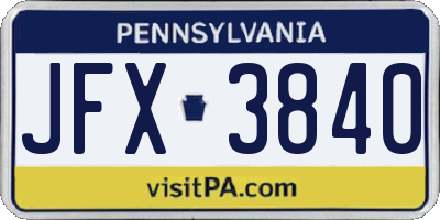 PA license plate JFX3840
