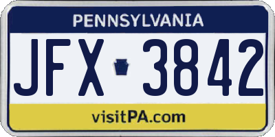 PA license plate JFX3842