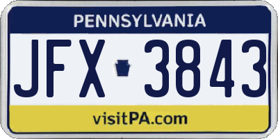 PA license plate JFX3843