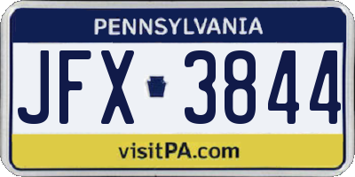 PA license plate JFX3844