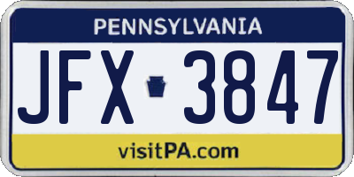 PA license plate JFX3847