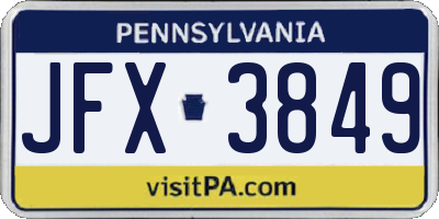 PA license plate JFX3849