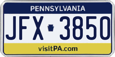 PA license plate JFX3850