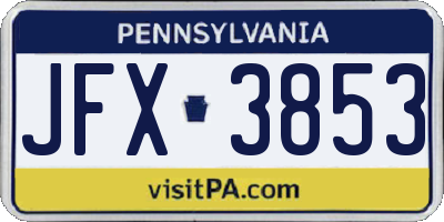 PA license plate JFX3853