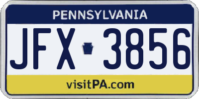 PA license plate JFX3856