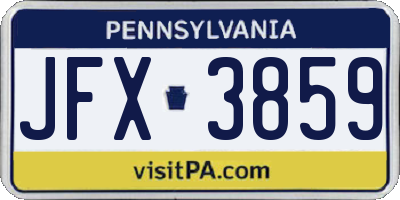 PA license plate JFX3859