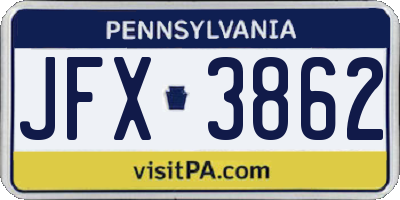 PA license plate JFX3862