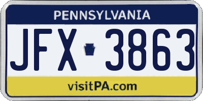 PA license plate JFX3863