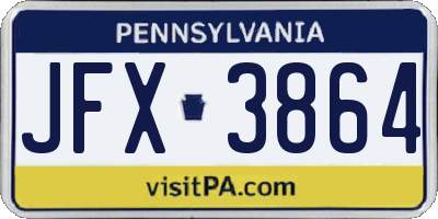 PA license plate JFX3864