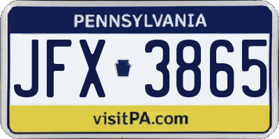 PA license plate JFX3865