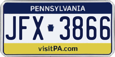 PA license plate JFX3866