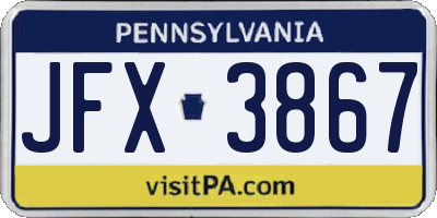 PA license plate JFX3867