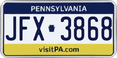 PA license plate JFX3868
