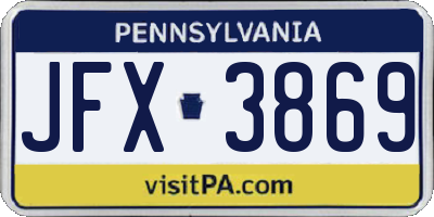 PA license plate JFX3869