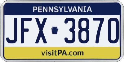 PA license plate JFX3870