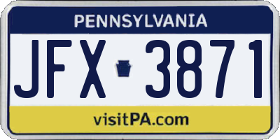 PA license plate JFX3871
