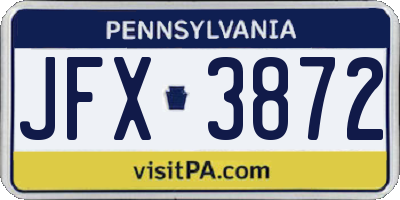 PA license plate JFX3872