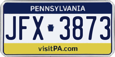 PA license plate JFX3873