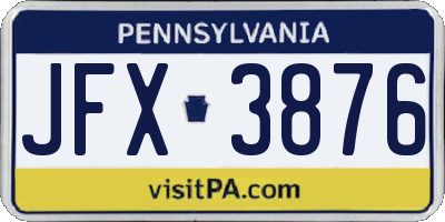 PA license plate JFX3876
