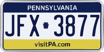 PA license plate JFX3877